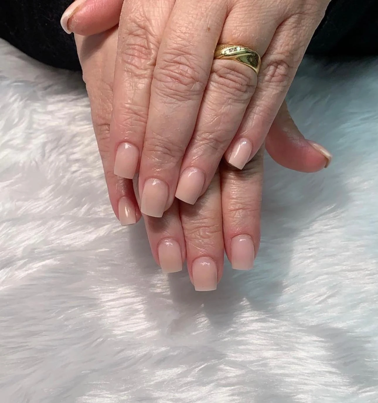 Natural nude short gel nails by Nailed by Ellie